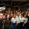 Anthony Albanese takes a selfie with Queensland University students and staff.