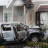 Two cars were set alight and driven into an Essendon home.