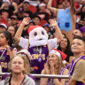 A Sydney Kings fan enjoys the first Christmas game in 2022 against Melbourne United