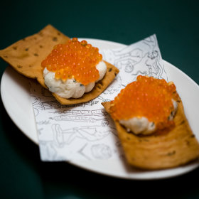 Ricotta and Yarra Valley caviar crostino.