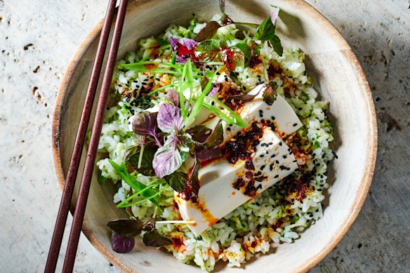 Green tofu bibimbap.
