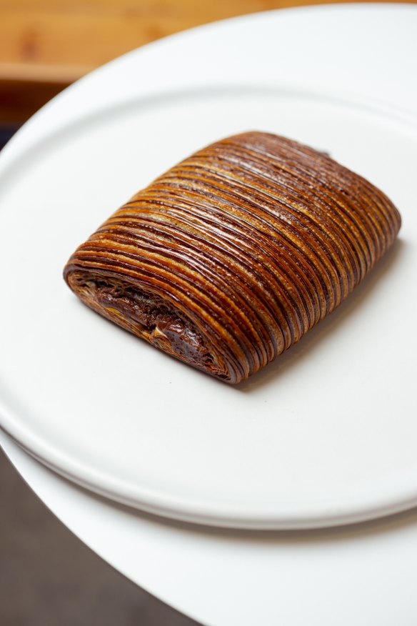 Triple-choc hazelnut croissant.