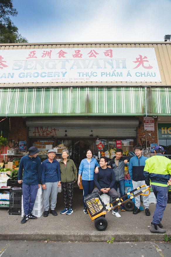 Family DINEasties is one of the sold out events at Powerhouse Parramatta’s opening festival, (left to right) Patrick La, Chea Sreng, Ny Chan, Lang Sreng, Kevin La, Poi La and Jeffrey La, of Sengtavanh Asian Grocery.