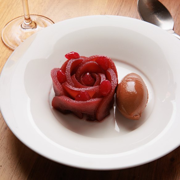 Shiraz poached pear and chocolate cremeux at Vinesmith.