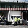 A truck stuck under the Montague Street bridge in 2017. 