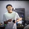 Nathan Yin in his parents’ garage where he has set up his barber business Yinny Fadezz. 