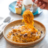 Chilli and spicy meats give the spaghetti carbonara a south-east Asian skew.
