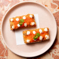 Hokkaido toast is plated as if it knows the camera will be shooting from directly above.