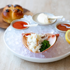 Spanner crab, preserved lemon mayo, chives, salted brioche. 