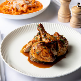 Half corn-fed roast chicken. 