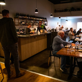 The bar is stocked with natural, small-producer wines.