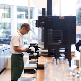 Hiroshi Kawamata makes Japanese shaved ice desserts (kakigori).