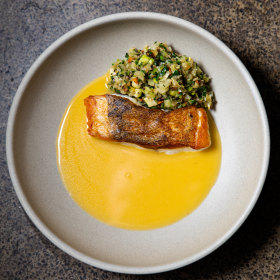 Murray cod with sugarloaf cabbage salad.