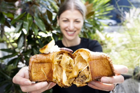 Michelle Minichiello of Tuga Pastries with a caramelised banana and pecan tugatelli.