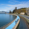 The 610-metre raised boardwalk across Blanket Bay.