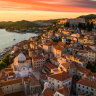 The beautiful old port city of Sibenik, Croatia.
