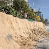 Beach erosion at Surfers Paradise beach after the Cyclone hit in March, 2025. 