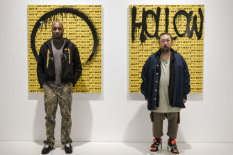 Murakami (right) worked with cult designer Virgil Abloh (left) in 2018.