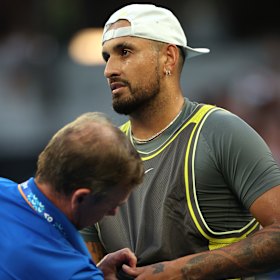 Kyrgios received some medical treatment during the second set.