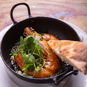 Claypots’ signature garlic prawns.