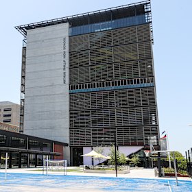 The new high rise has colour-coded levels.