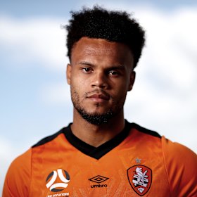 Striker Aaron Amadi-Holloway, who has proven a handful for A-League defences in his first two games for Brisbane Roar.