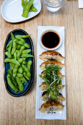 The edamame beans and pork gyoza at Osaka Trading Co in Forest Lodge. 
