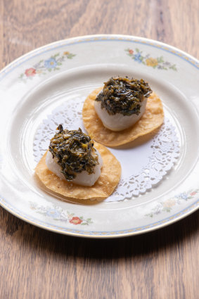 Scallop tostadas at the Carlton Wine Room. 