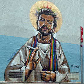 George Michael Mural - Patron Saint of the Gays by Sydney artist Scott Marsh 