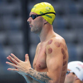 Kyle Chalmers before the men’s 4x100m freestyle relay. 