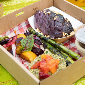 A picnic hamper from vegetarian restaurant Transformer in Fitzory.