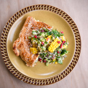 The spanakopita and grain salad.