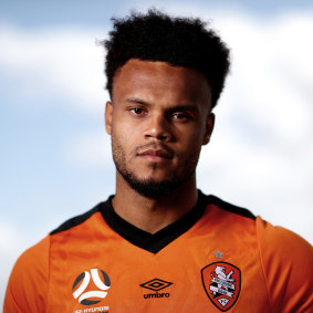 Striker Aaron Amadi-Holloway, who has proven a handful for A-League defences in his first two games for Brisbane Roar.