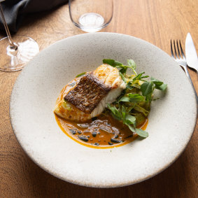 Snapper with lobster sauce at Circl Wine House.