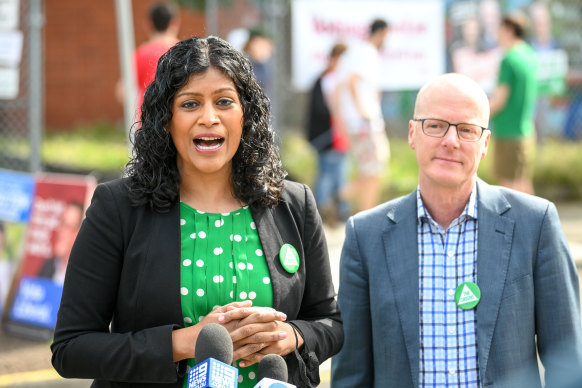 Victorian Greens leader Samantha Ratnam and energy spokesman Tim Read.