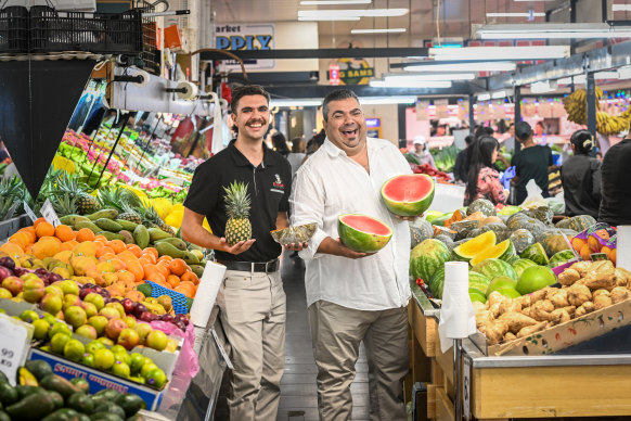 Nick Lo Presti and son PJ Lo Presti at the St Albans Market on Friday. 