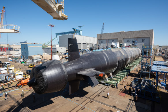 A Virginia-class submarine under construction in Newport, Virginia.