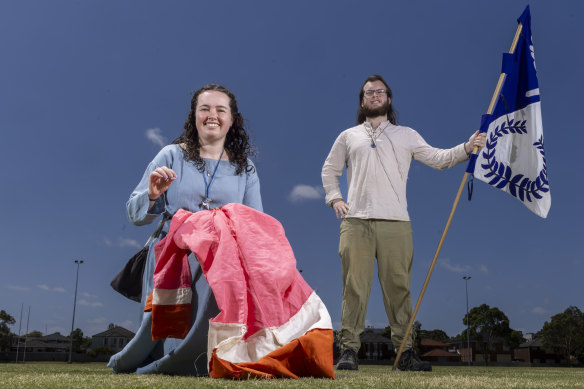 Megan Burton and Zachary Bessemer both say being part of Monash University’s Medieval Club has taught them valuable life skills.