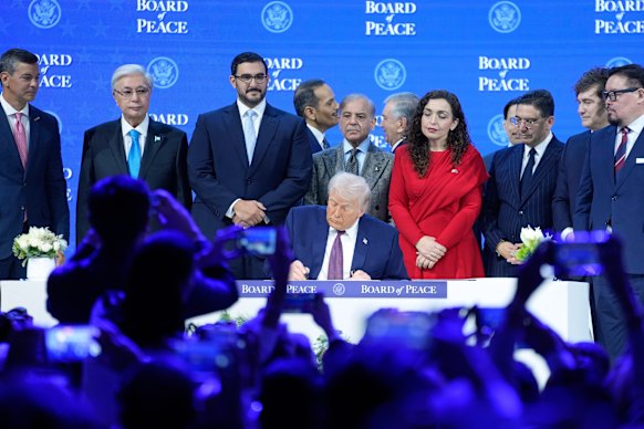 Trump signed the charter of the Board of Peace initiative at Davos back in January.
