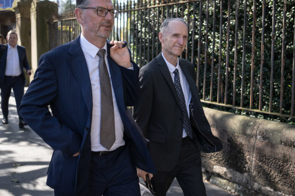 Lindsay John Kirschberg (right) outside the NSW Supreme Court at Darlinghurst on Monday.CREDIT:
