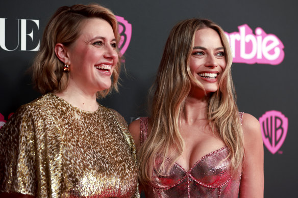 Director Greta Gerwig and actor Margot Robbie in Sydney.