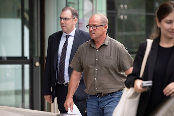Trainer Brett Thompson leaves the Coronors Court in Lidcombe. 