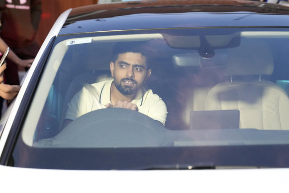 Babar Azam leaves Gaddafi Stadium in Lahore after meeting with the chairman of the Pakistan Cricket Board last month.