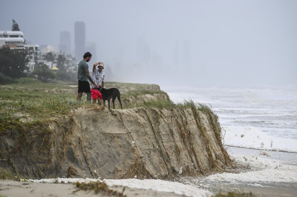 Wild seas and beach erosion at Miami Beach on the Gold Coast.