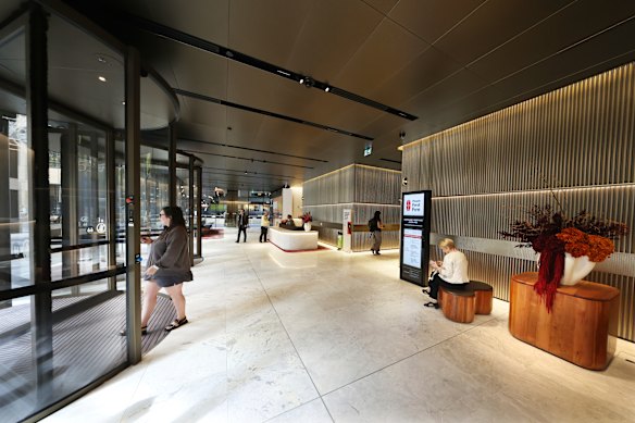 The new lobby at 55 Collins Street has replaced the ANZ’s old bank branch.
