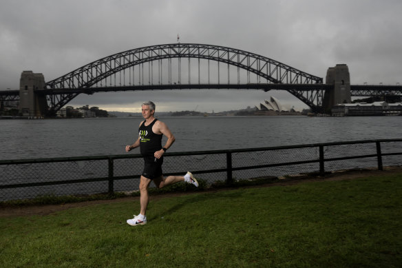 Joseph Moran training at Blues Point Reserve.