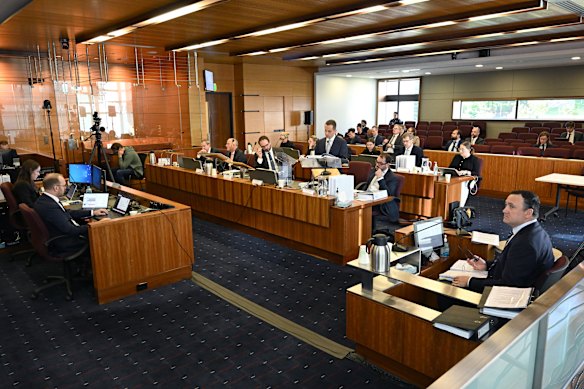 CPB Contractors managing director Vince Sanfilippo (right) at one of the investigation's public hearings in April.