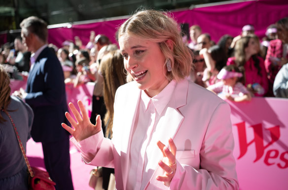 Director Greta Gerwig at Sydney’s Pitt St Mall for a promotional event launching the Barbie movie on June 30.