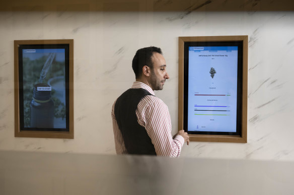 Patients can see different brands of drugs via electronic touch screens.