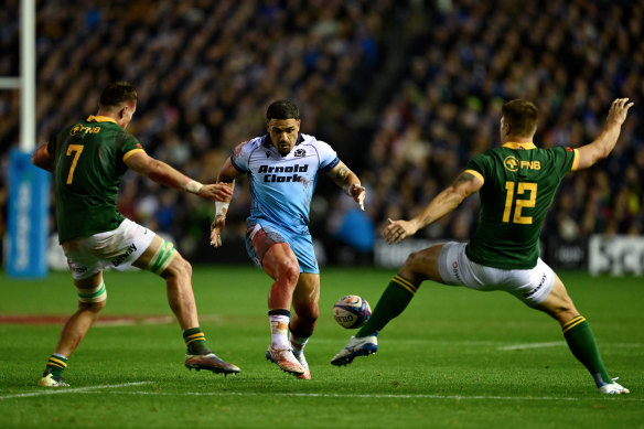 Danger man: Scotland’s Sione Tuipulotu.